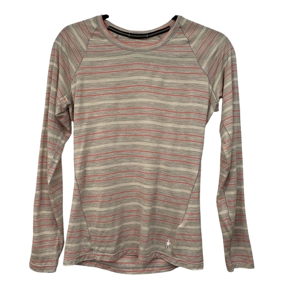 Smartwool Merino 150 Base Layer Small Womens Grey Coral Top Striped Shirt